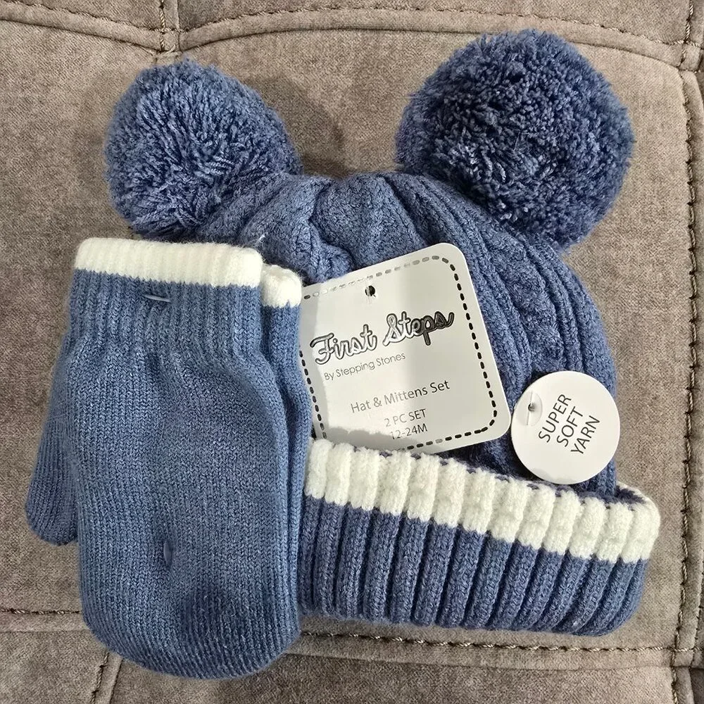 NWT First Steps 2-Piece Set (Hat and Mittens) Size 12-24M
